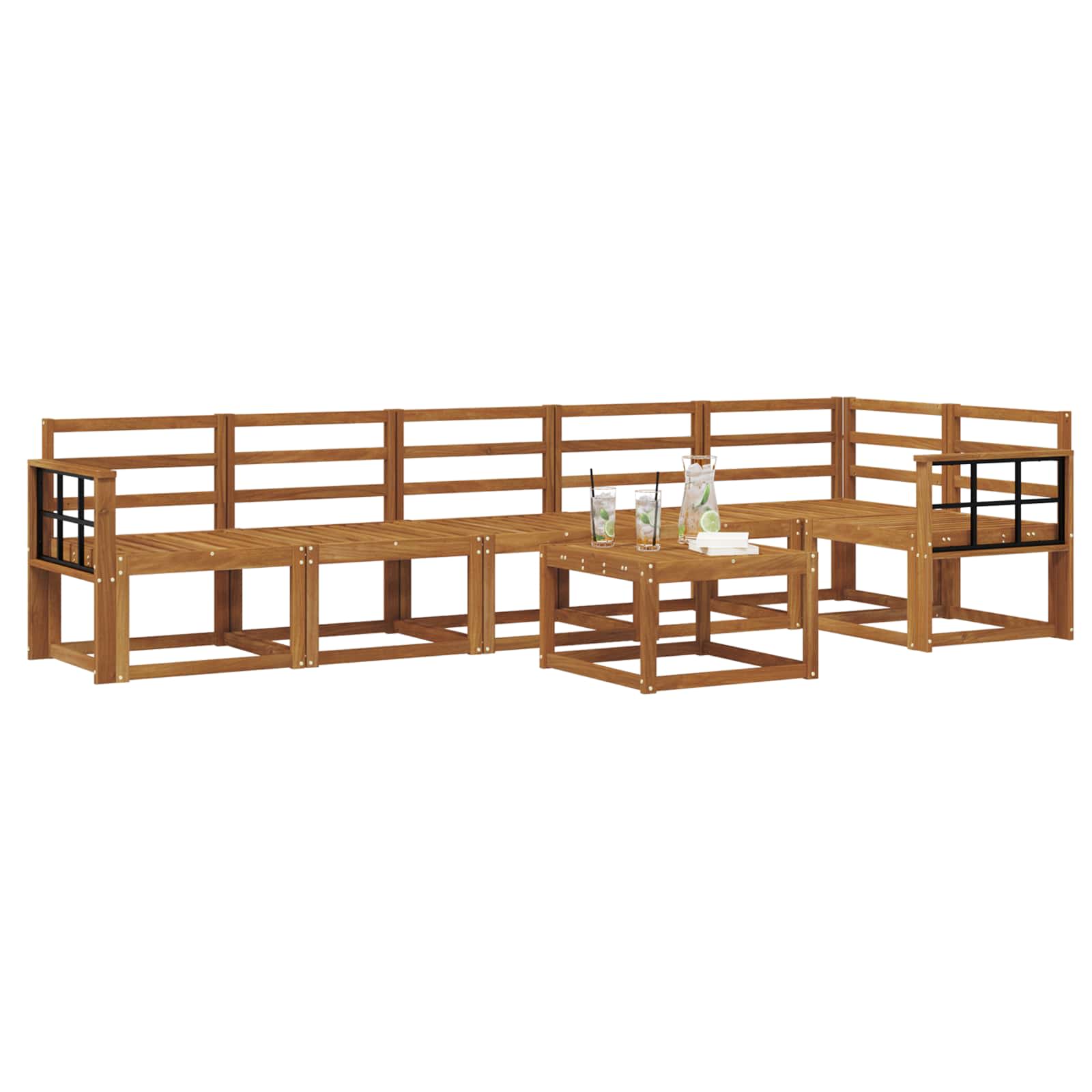 Outdoor-Sofagarnitur 7 pcs Natur Massivholz Akazie