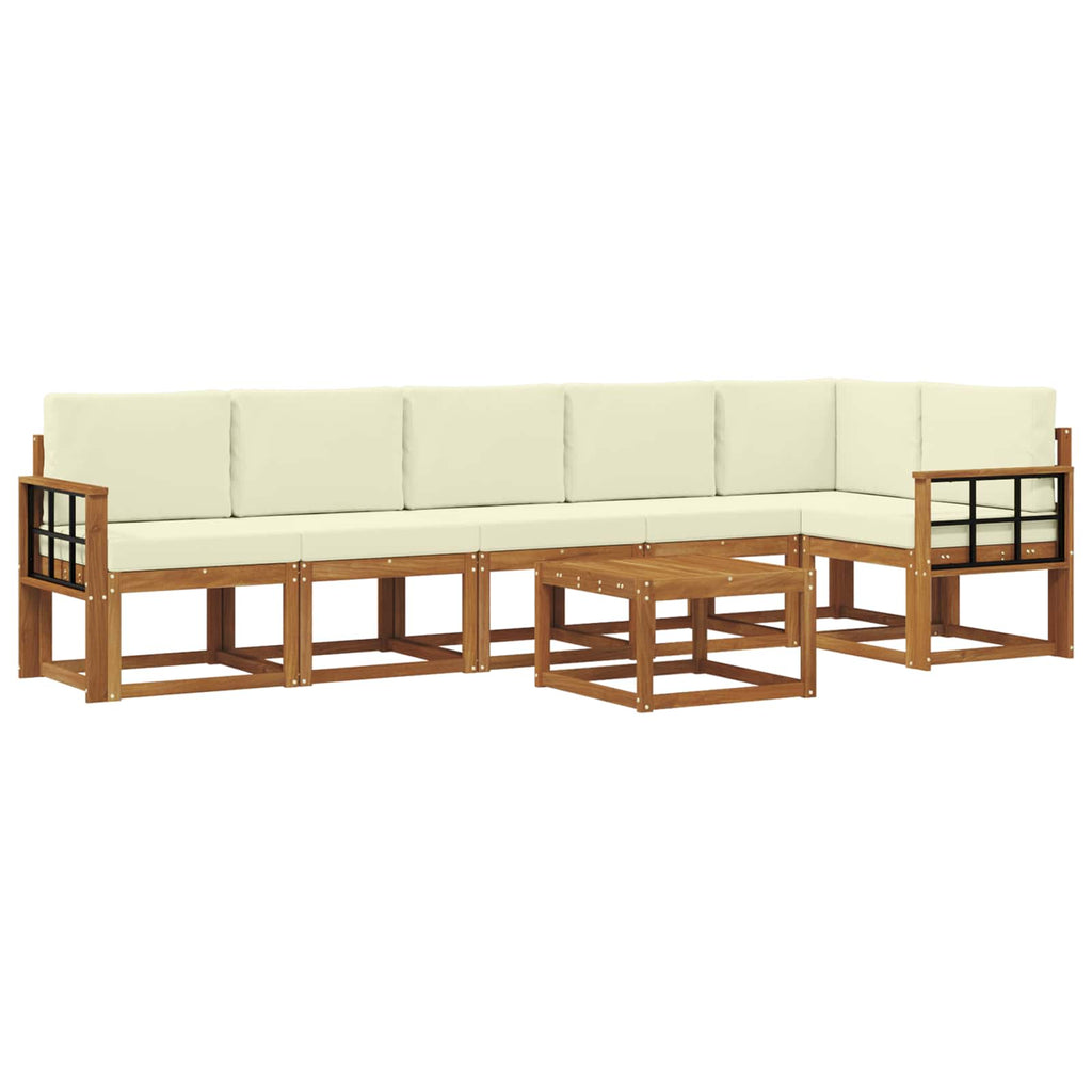 Outdoor-Sofagarnitur mit Kissen 7 pcs Natur und Creme