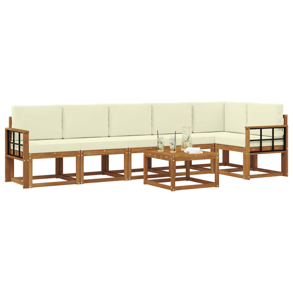 Outdoor-Sofagarnitur mit Kissen 7 pcs Natur und Creme