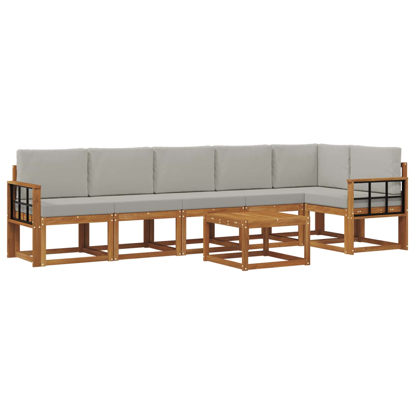 Outdoor-Sofagarnitur mit Kissen 7 pcs Natürlich und Hellgrau