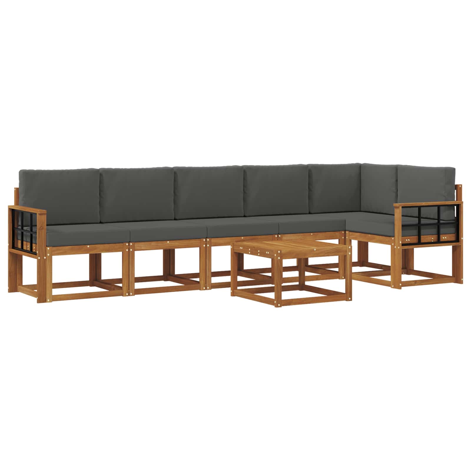 Outdoor-Sofagarnitur mit Kissen 7 pcs Natur und Anthrazit