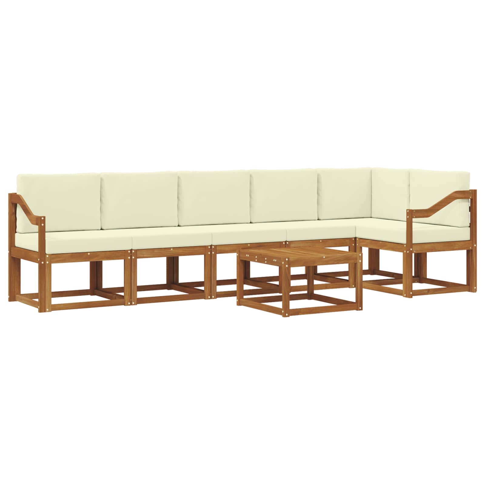 Outdoor-Sofagarnitur mit Kissen 7 pcs Natur und Creme