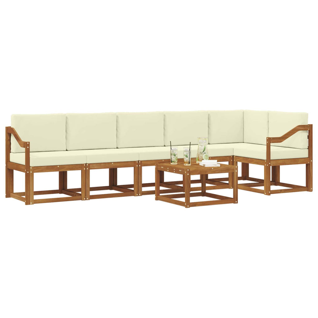 Outdoor-Sofagarnitur mit Kissen 7 pcs Natur und Creme