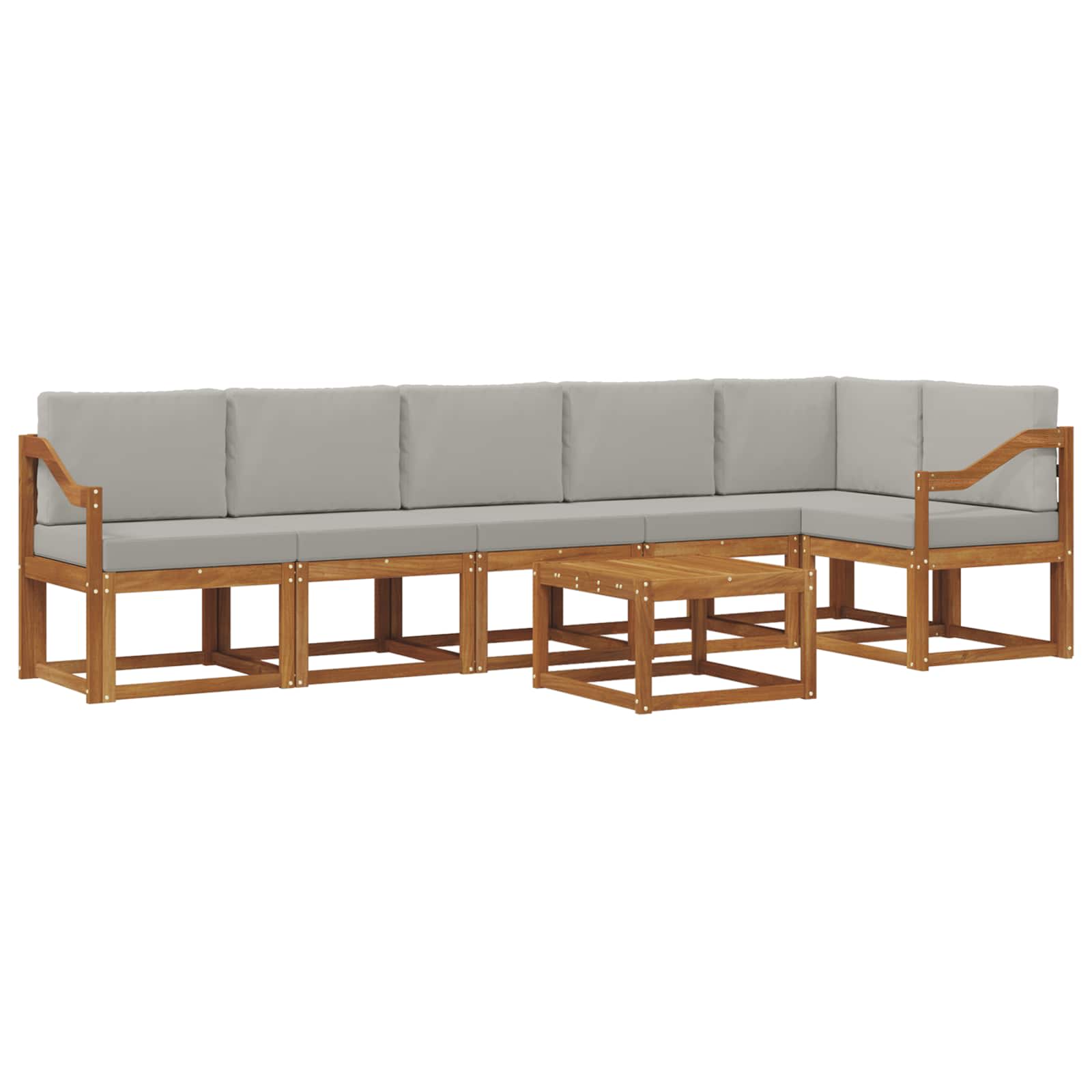 Outdoor-Sofagarnitur mit Kissen 7 pcs Natürlich und Hellgrau