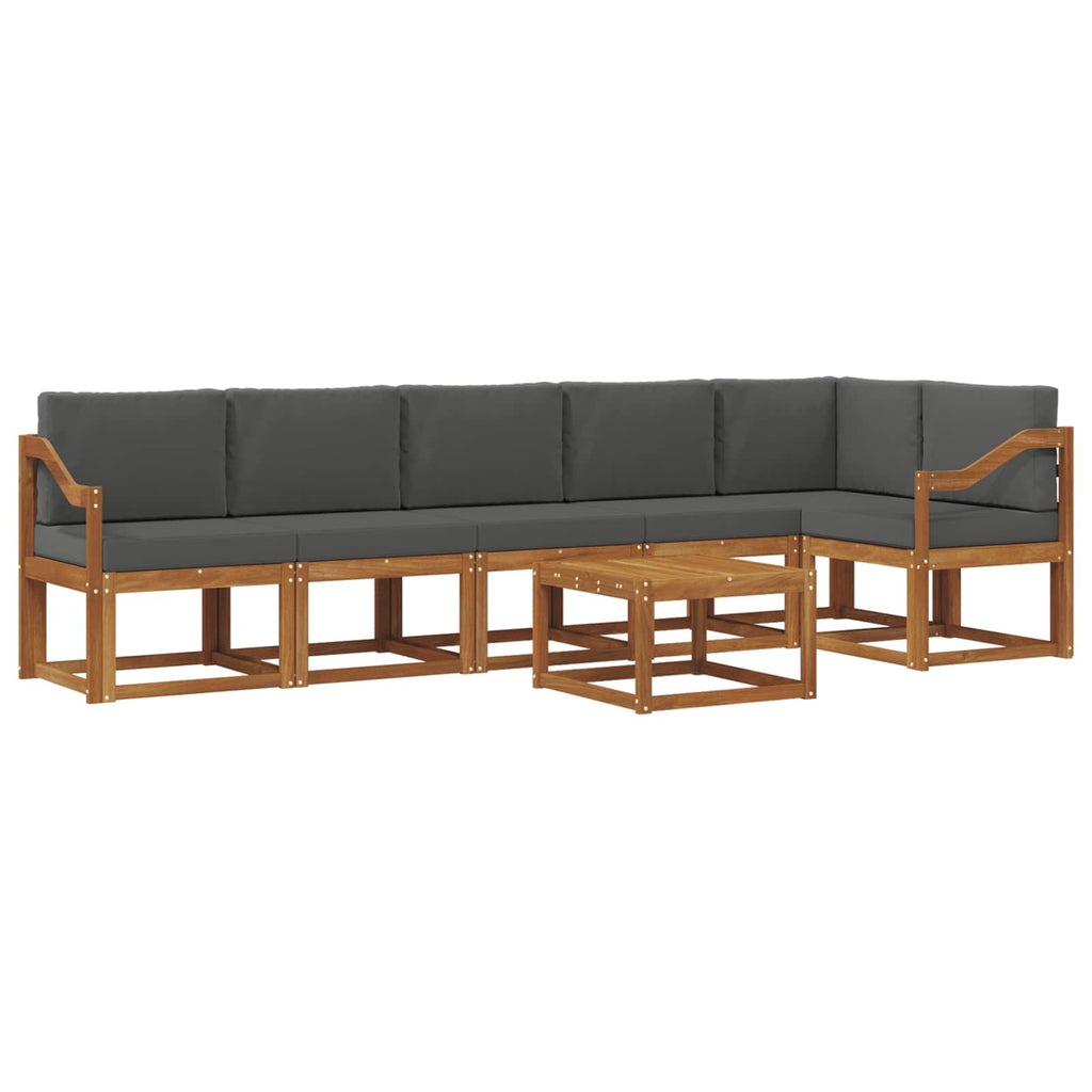 Outdoor-Sofagarnitur mit Kissen 7 pcs Natur und Anthrazit