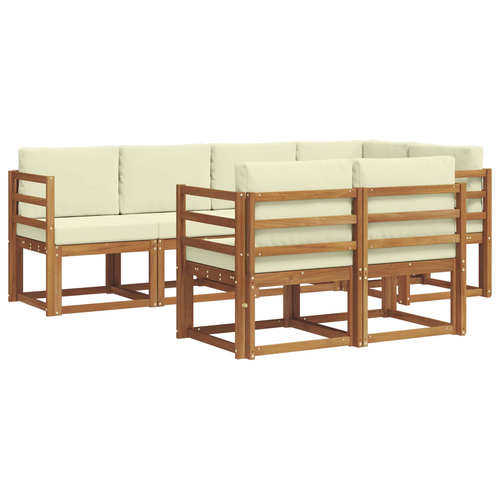 Outdoor-Sofagarnitur mit Kissen 7 pcs Natur und Creme