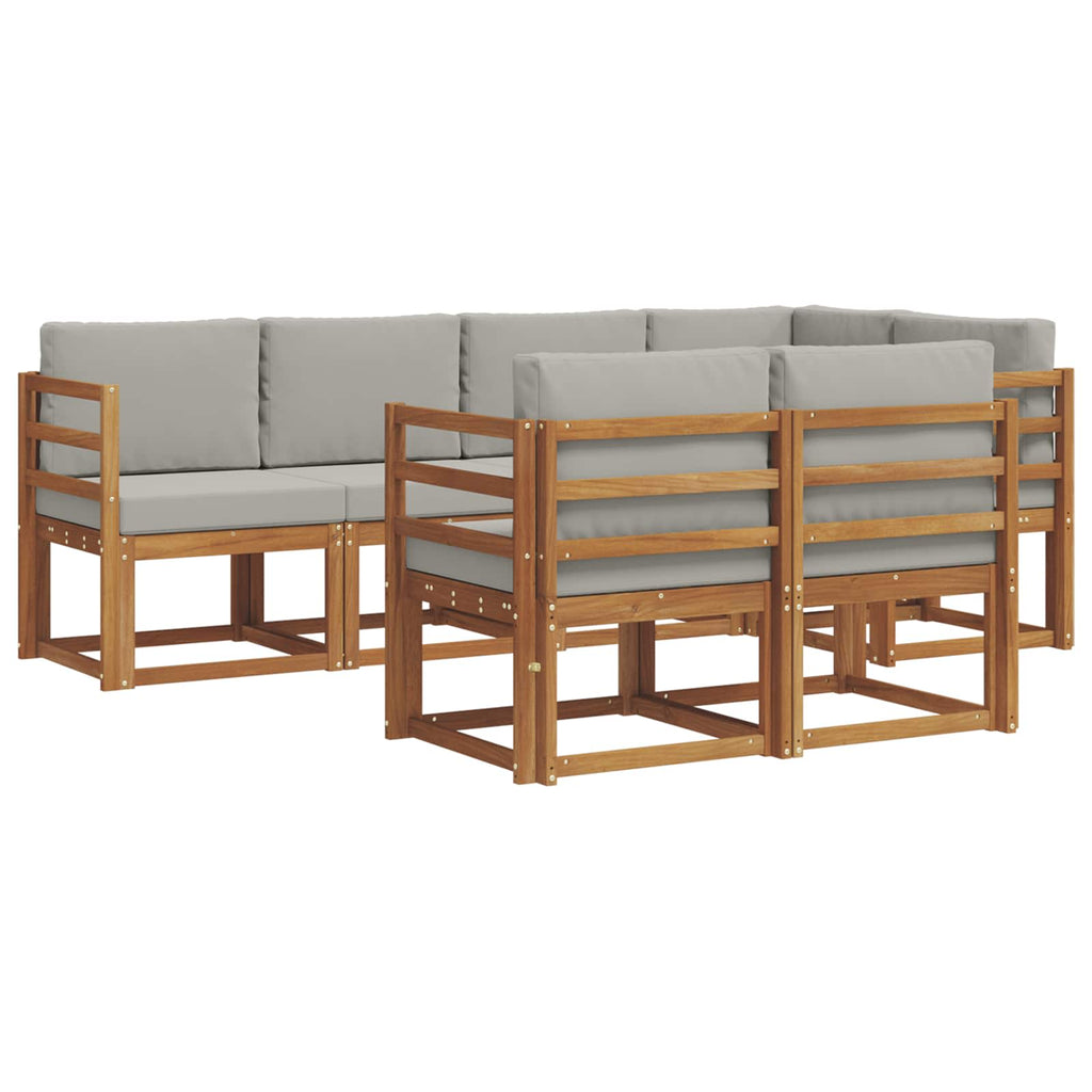 Outdoor-Sofagarnitur mit Kissen 7 pcs Natürlich und Hellgrau
