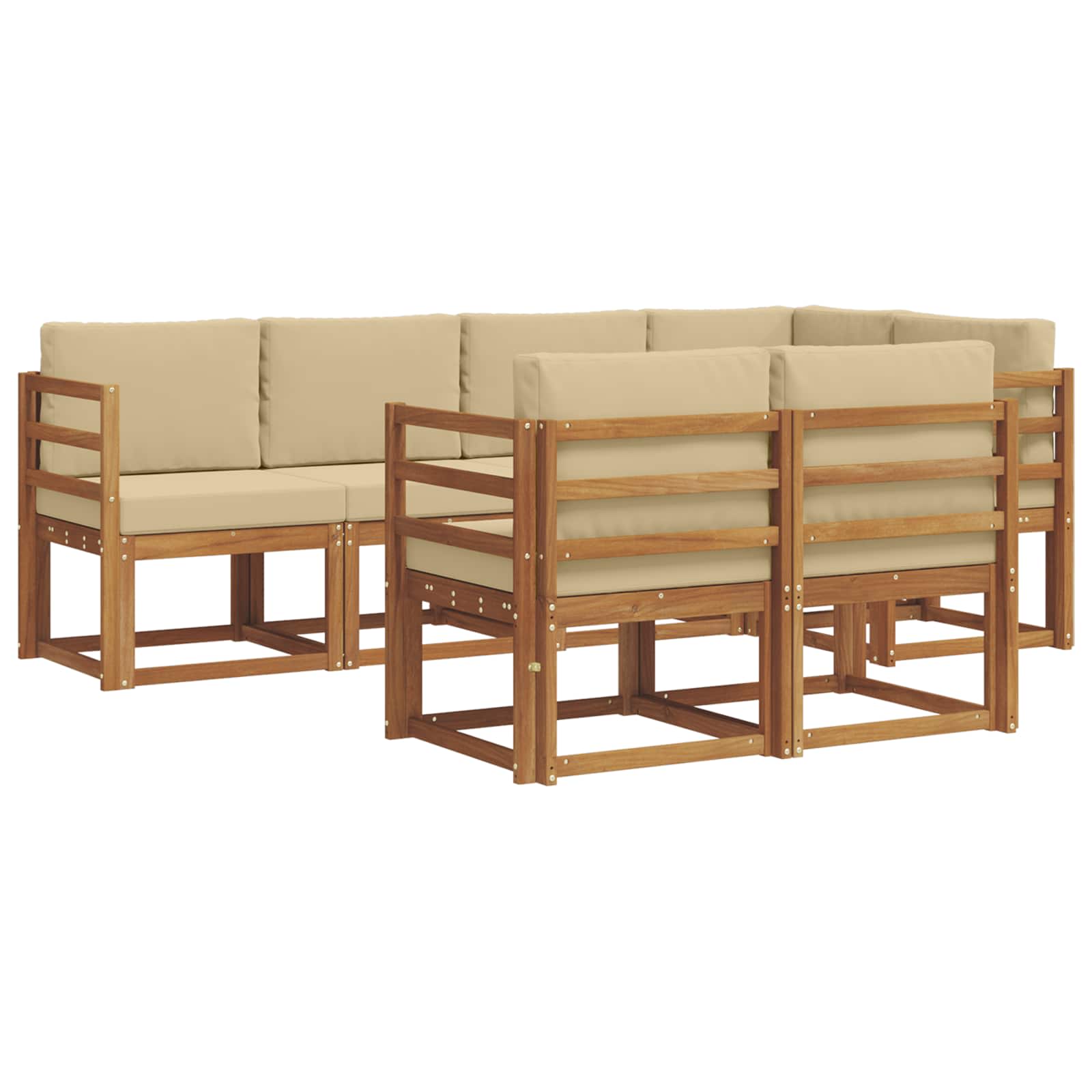 Outdoor-Sofagarnitur mit Kissen 7 pcs Natur und Beige