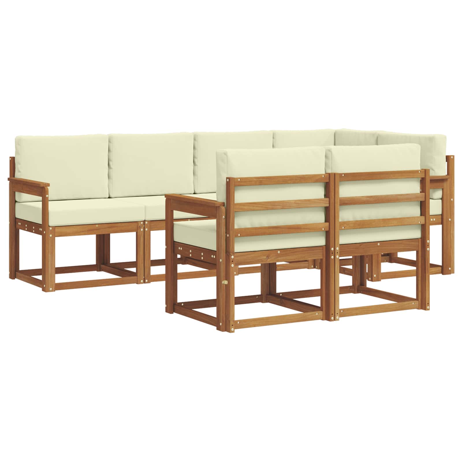 Outdoor-Sofagarnitur mit Kissen 7 pcs Natur und Creme