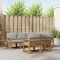 Outdoor-Sofagarnitur mit Kissen 7 pcs Natürlich und Hellgrau