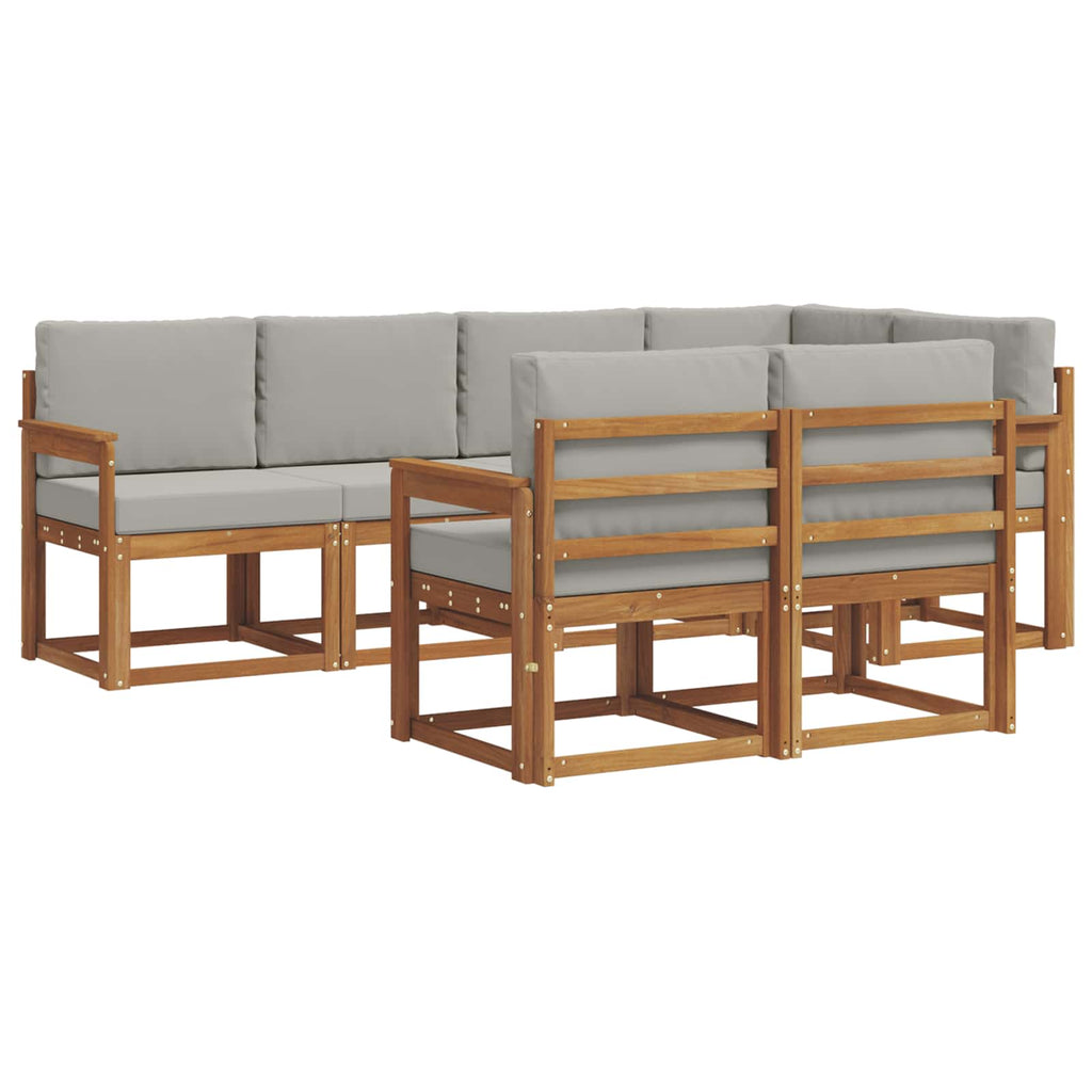 Outdoor-Sofagarnitur mit Kissen 7 pcs Natürlich und Hellgrau