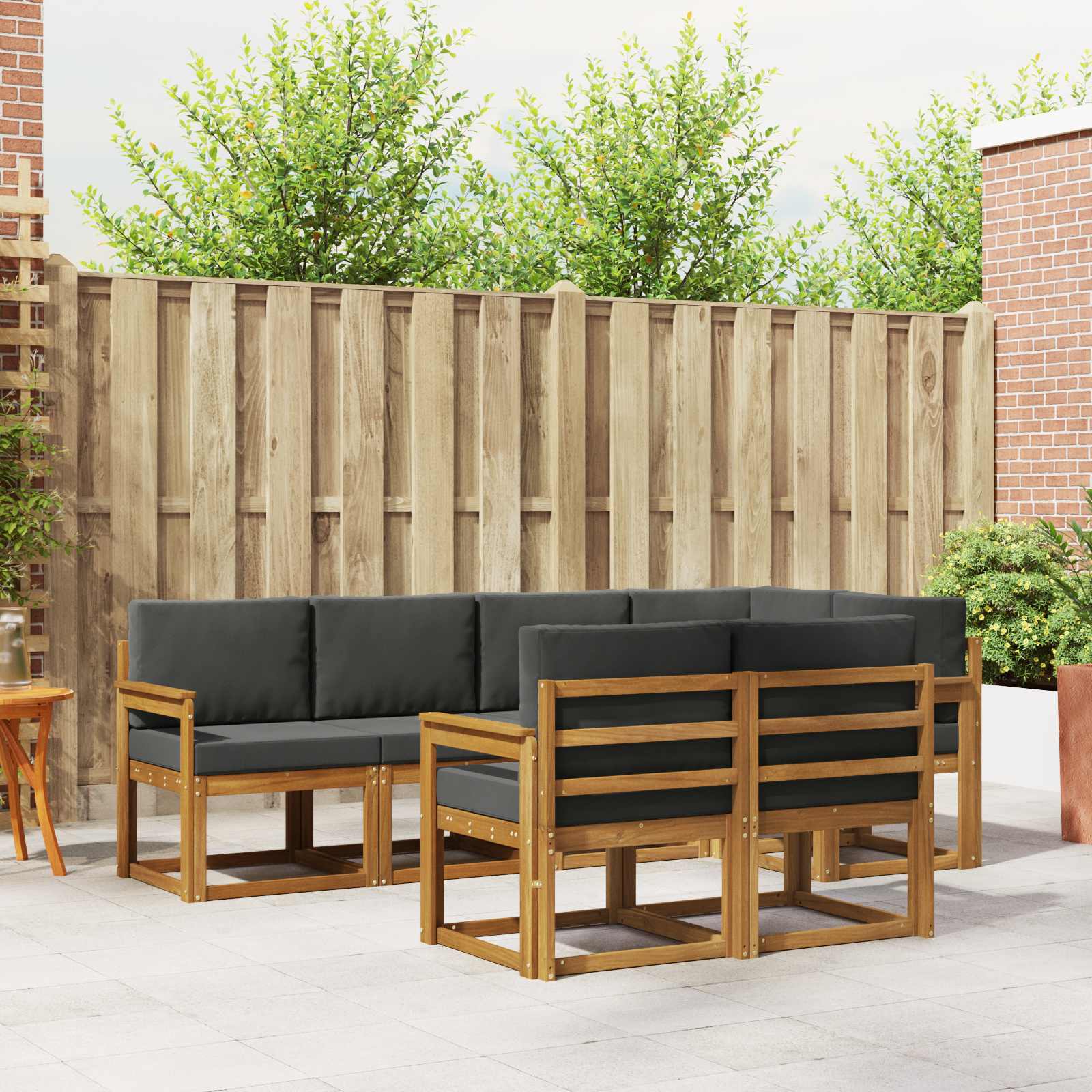 Outdoor-Sofagarnitur mit Kissen 7 pcs Natur und Anthrazit