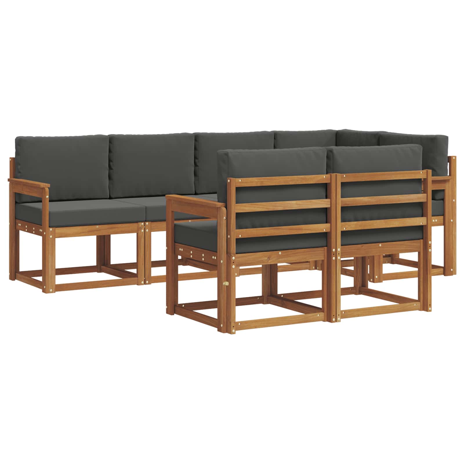 Outdoor-Sofagarnitur mit Kissen 7 pcs Natur und Anthrazit