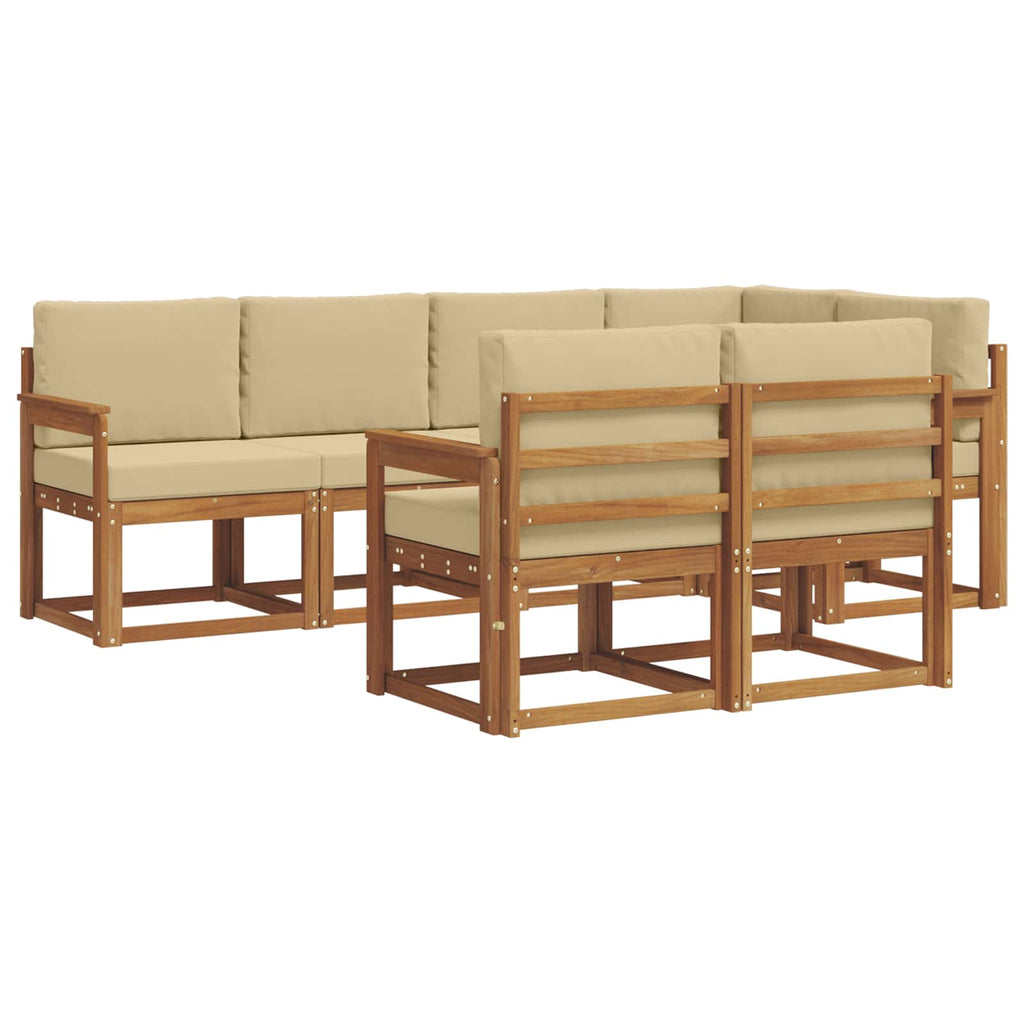 Outdoor-Sofagarnitur mit Kissen 7 pcs Natur und Beige