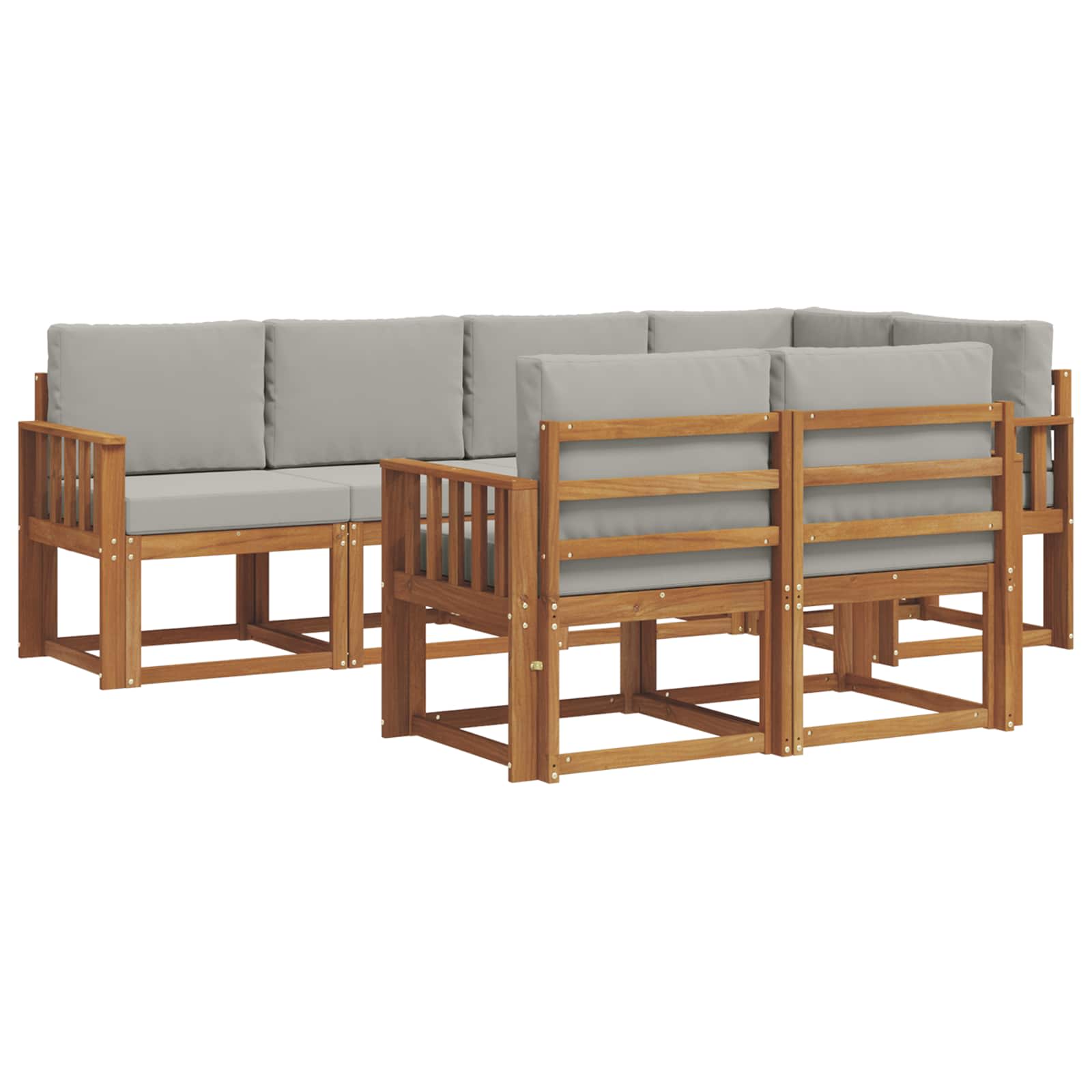 Outdoor-Sofagarnitur mit Kissen 7 pcs Natürlich und Hellgrau