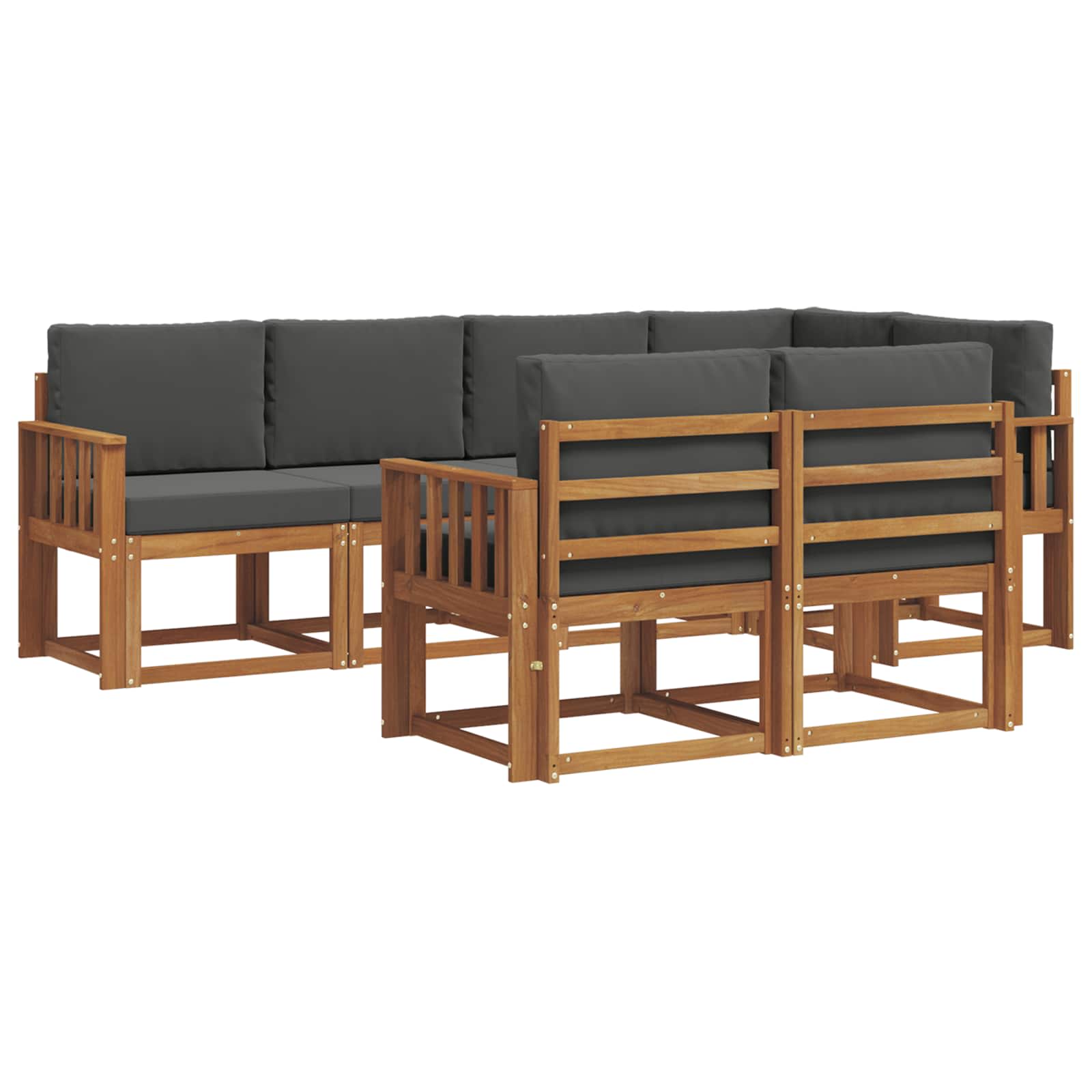 Outdoor-Sofagarnitur mit Kissen 7 pcs Natur und Anthrazit