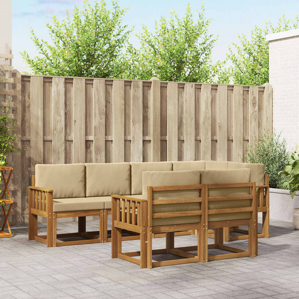 Outdoor-Sofagarnitur mit Kissen 7 pcs Natur und Beige