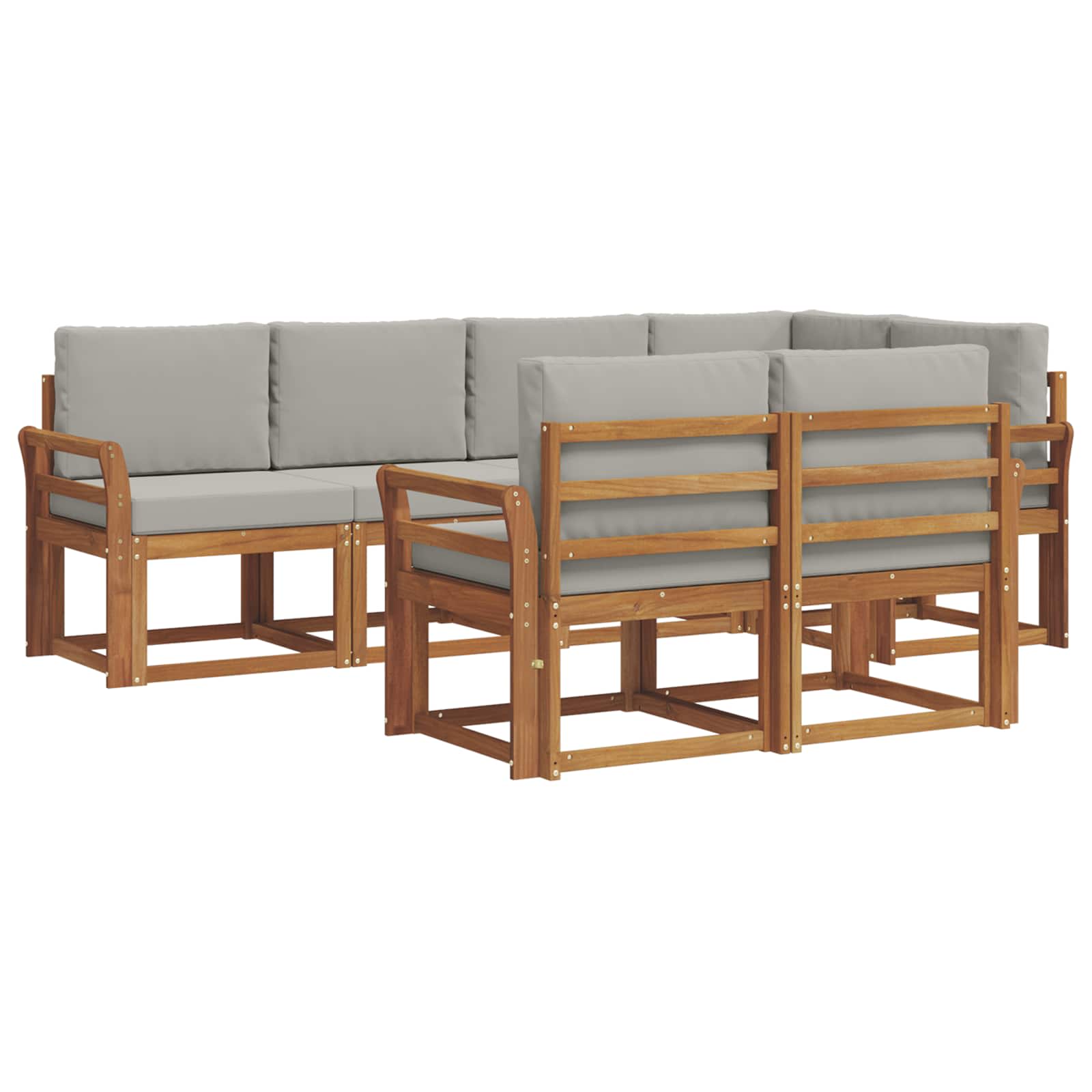 Outdoor-Sofagarnitur mit Kissen 7 pcs Natürlich und Hellgrau