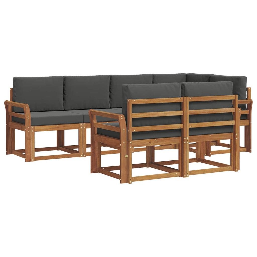 Outdoor-Sofagarnitur mit Kissen 7 pcs Natur und Anthrazit