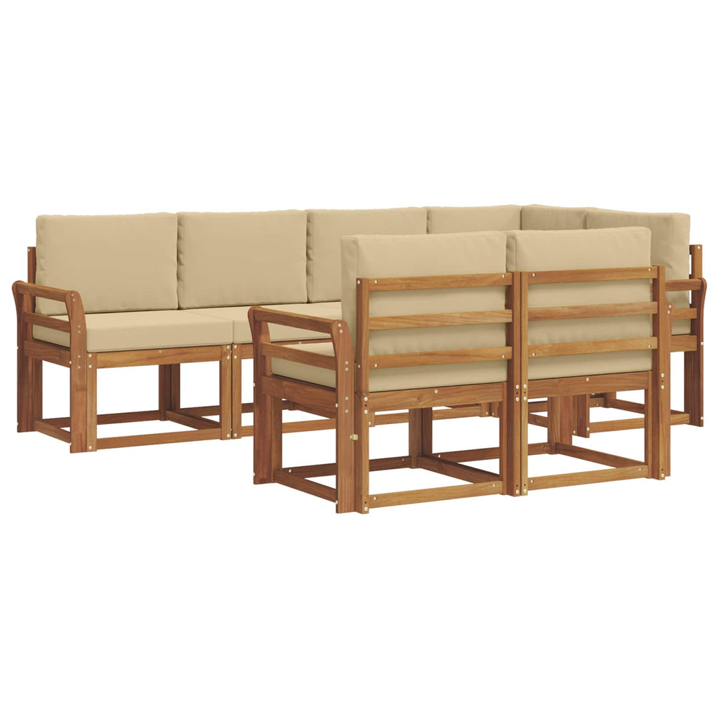 Outdoor-Sofagarnitur mit Kissen 7 pcs Natur und Beige