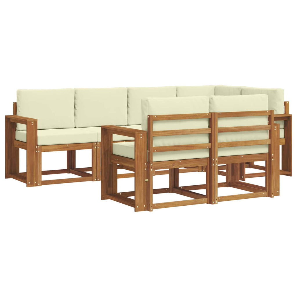 Outdoor-Sofagarnitur mit Kissen 7 pcs Natur und Creme