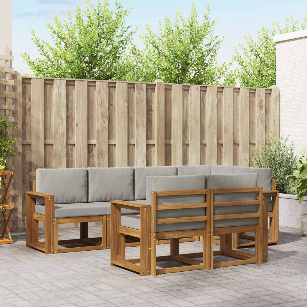 Outdoor-Sofagarnitur mit Kissen 7 pcs Natürlich und Hellgrau
