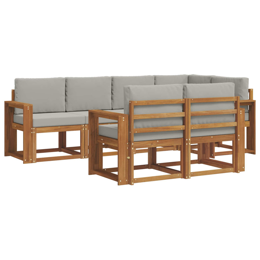 Outdoor-Sofagarnitur mit Kissen 7 pcs Natürlich und Hellgrau