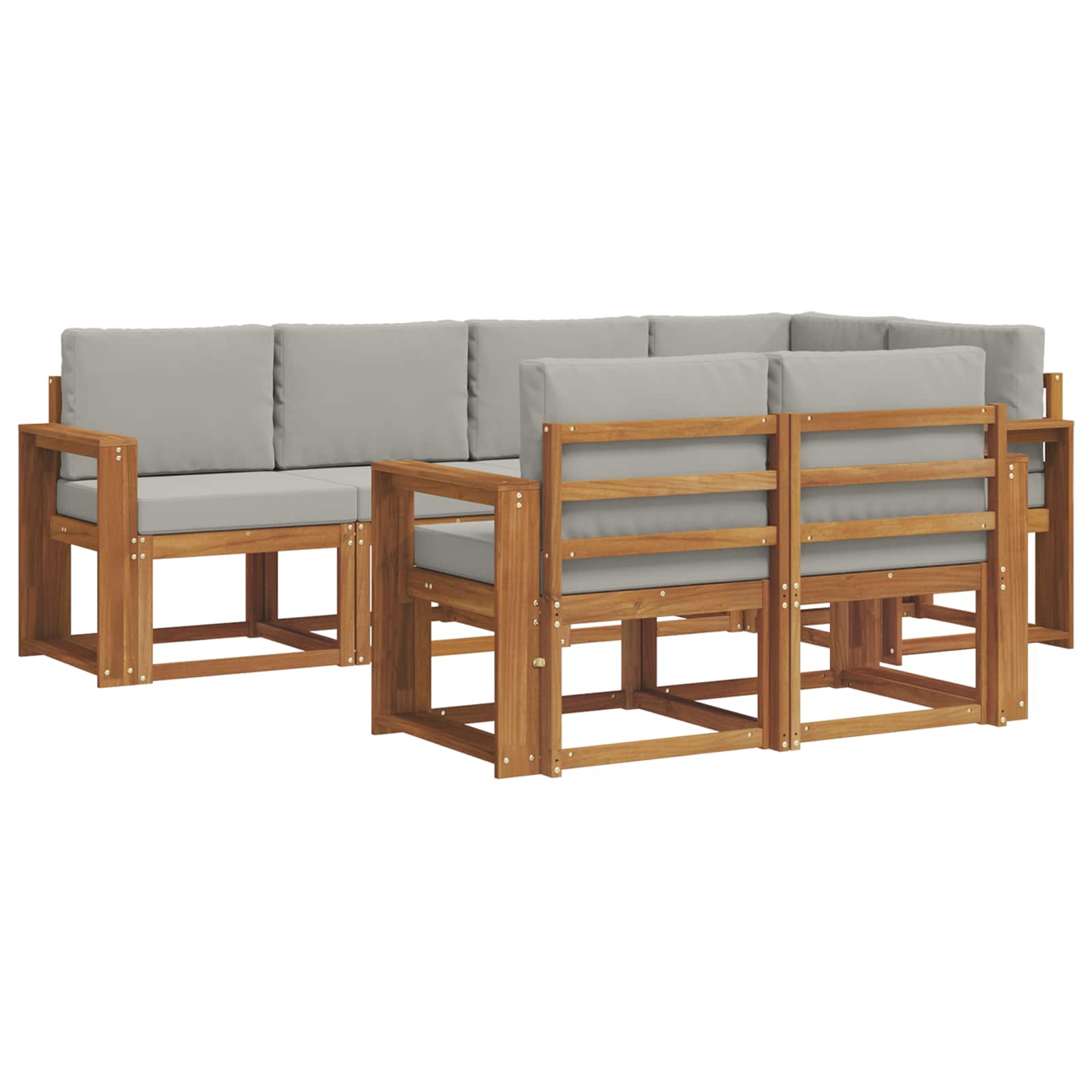 Outdoor-Sofagarnitur mit Kissen 7 pcs Natürlich und Hellgrau