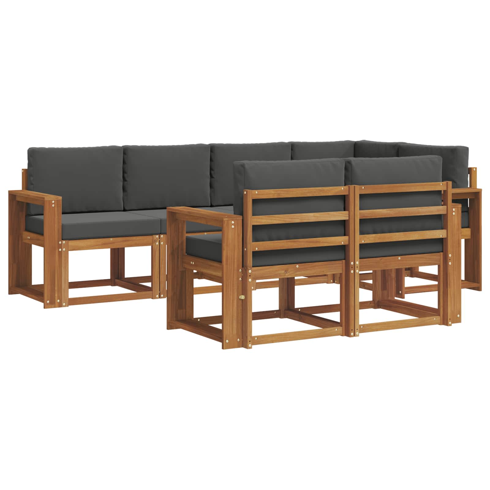 Outdoor-Sofagarnitur mit Kissen 7 pcs Natur und Anthrazit