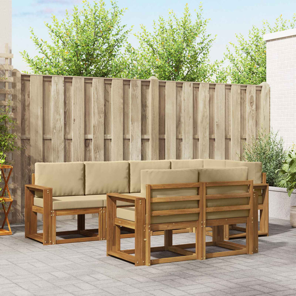 Outdoor-Sofagarnitur mit Kissen 7 pcs Natur und Beige