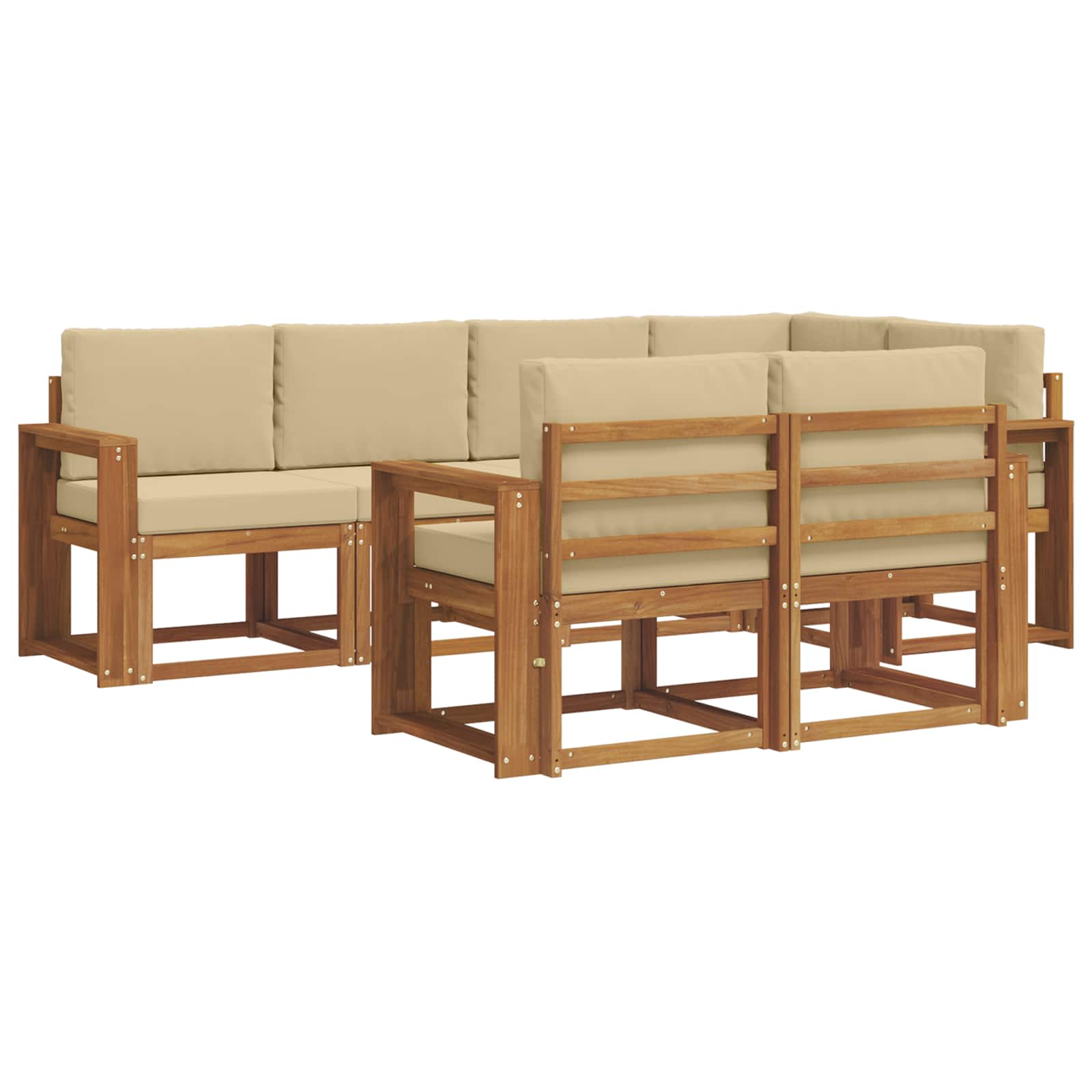 Outdoor-Sofagarnitur mit Kissen 7 pcs Natur und Beige