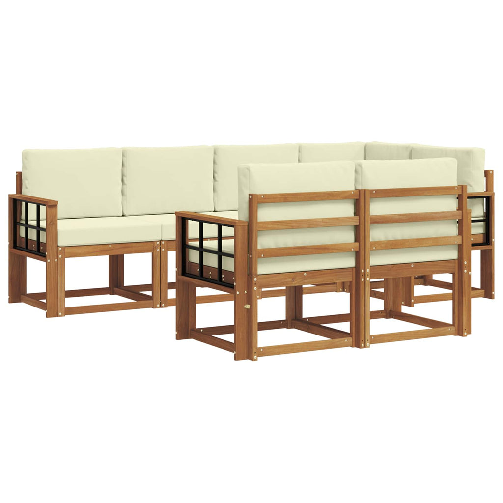 Outdoor-Sofagarnitur mit Kissen 7 pcs Natur und Creme