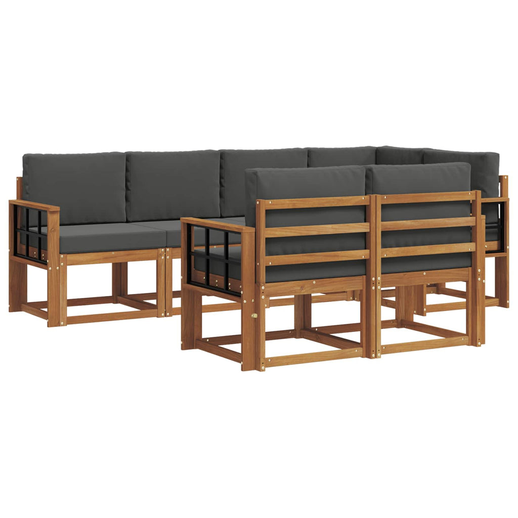 Outdoor-Sofagarnitur mit Kissen 7 pcs Natur und Anthrazit