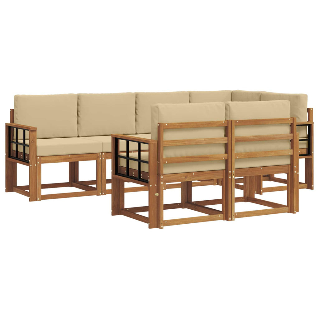Outdoor-Sofagarnitur mit Kissen 7 pcs Natur und Beige
