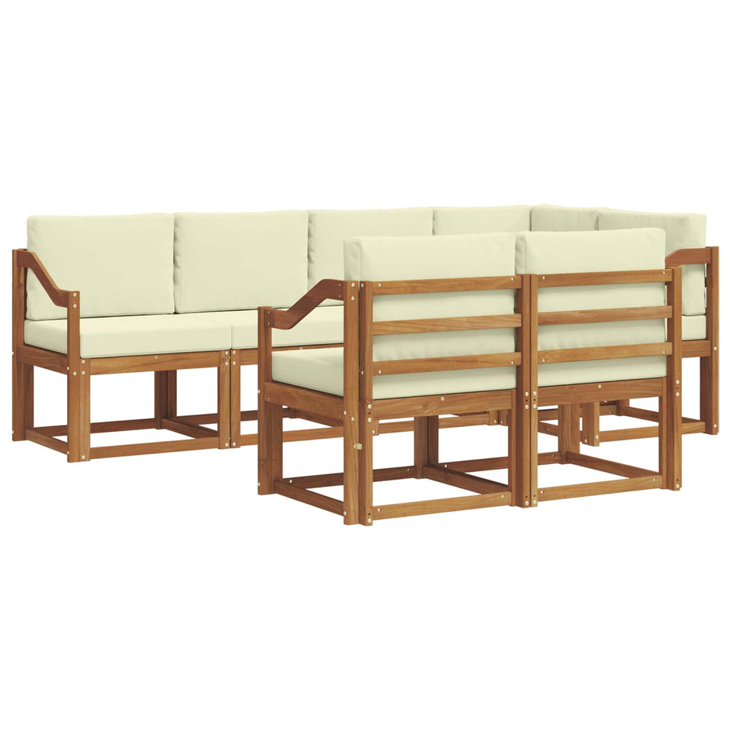 Outdoor-Sofagarnitur mit Kissen 7 pcs Natur und Creme