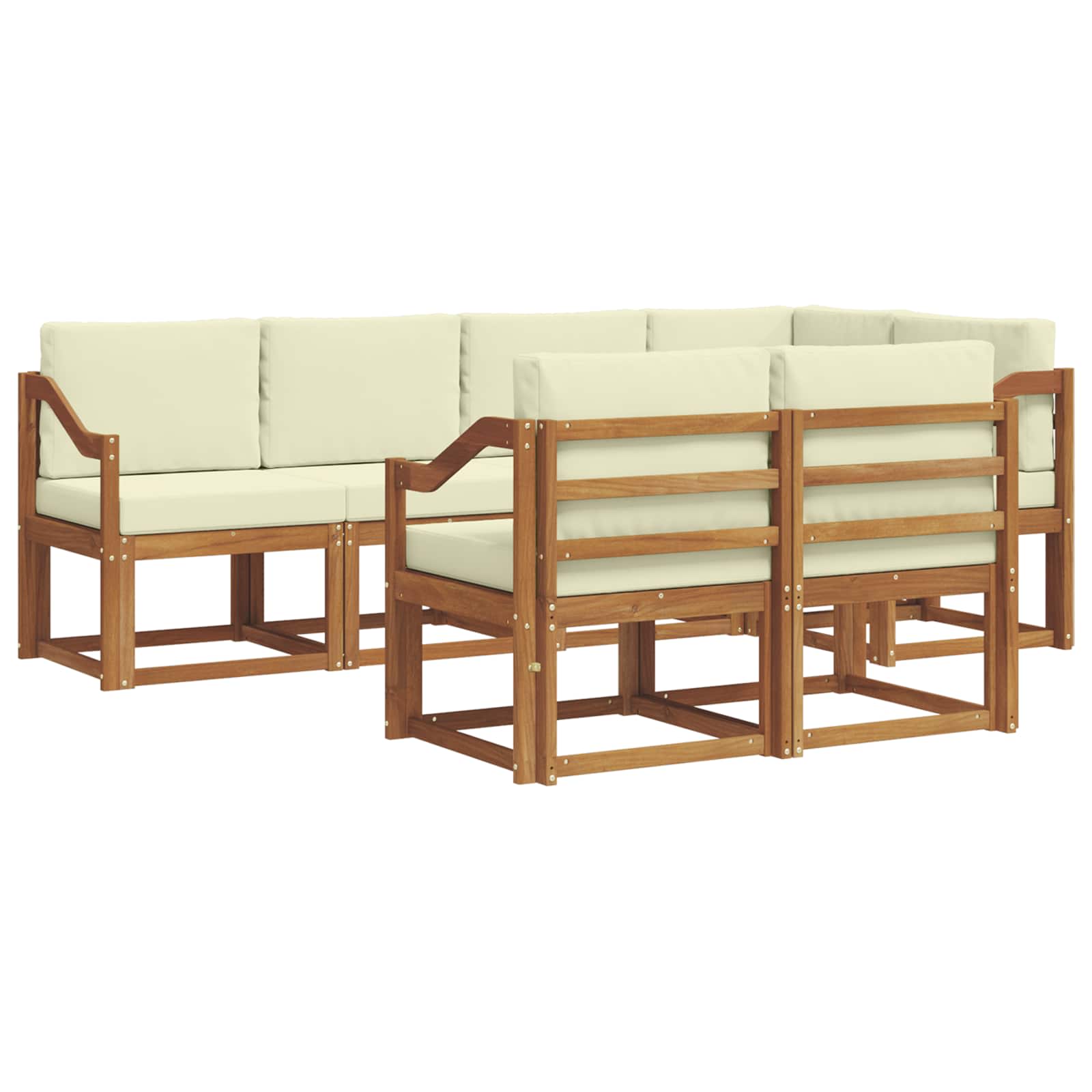Outdoor-Sofagarnitur mit Kissen 7 pcs Natur und Creme