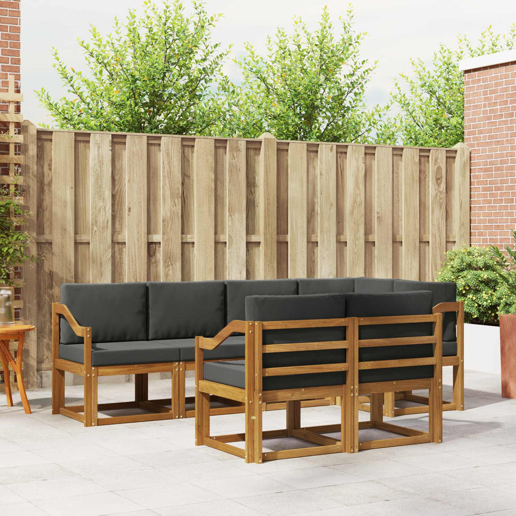Outdoor-Sofagarnitur mit Kissen 7 pcs Natur und Anthrazit