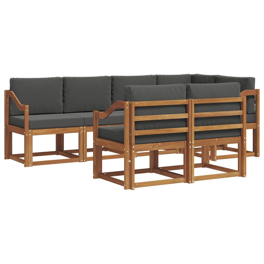 Outdoor-Sofagarnitur mit Kissen 7 pcs Natur und Anthrazit