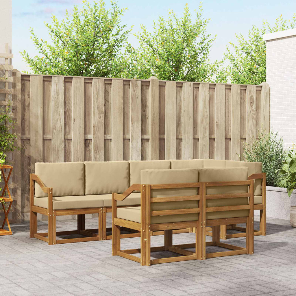 Outdoor-Sofagarnitur mit Kissen 7 pcs Natur und Beige