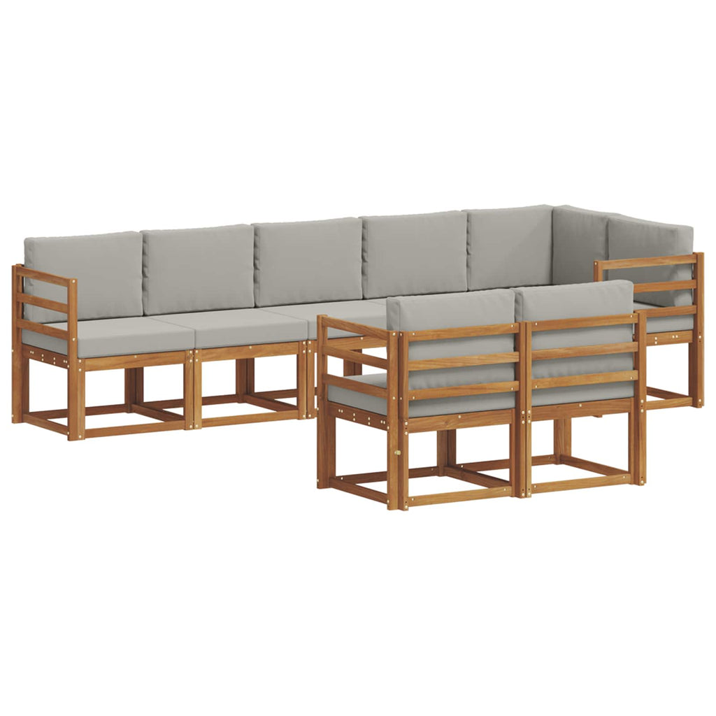 Outdoor-Sofagarnitur mit Kissen 8 pcs Natürlich und Hellgrau