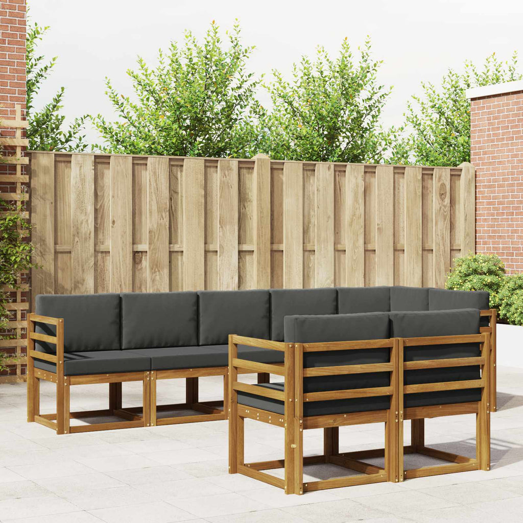 Outdoor-Sofagarnitur mit Kissen 8 pcs Natur und Anthrazit