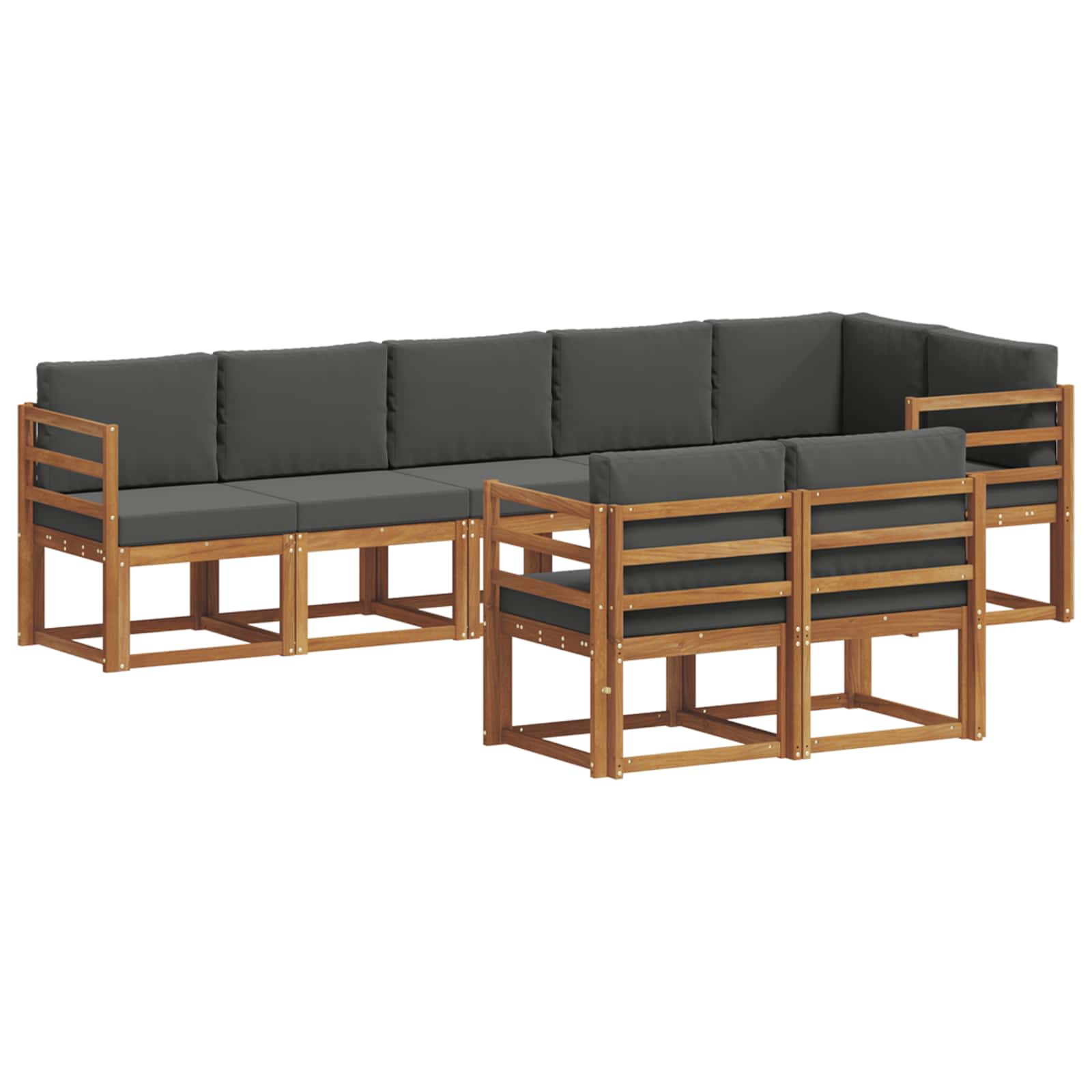 Outdoor-Sofagarnitur mit Kissen 8 pcs Natur und Anthrazit