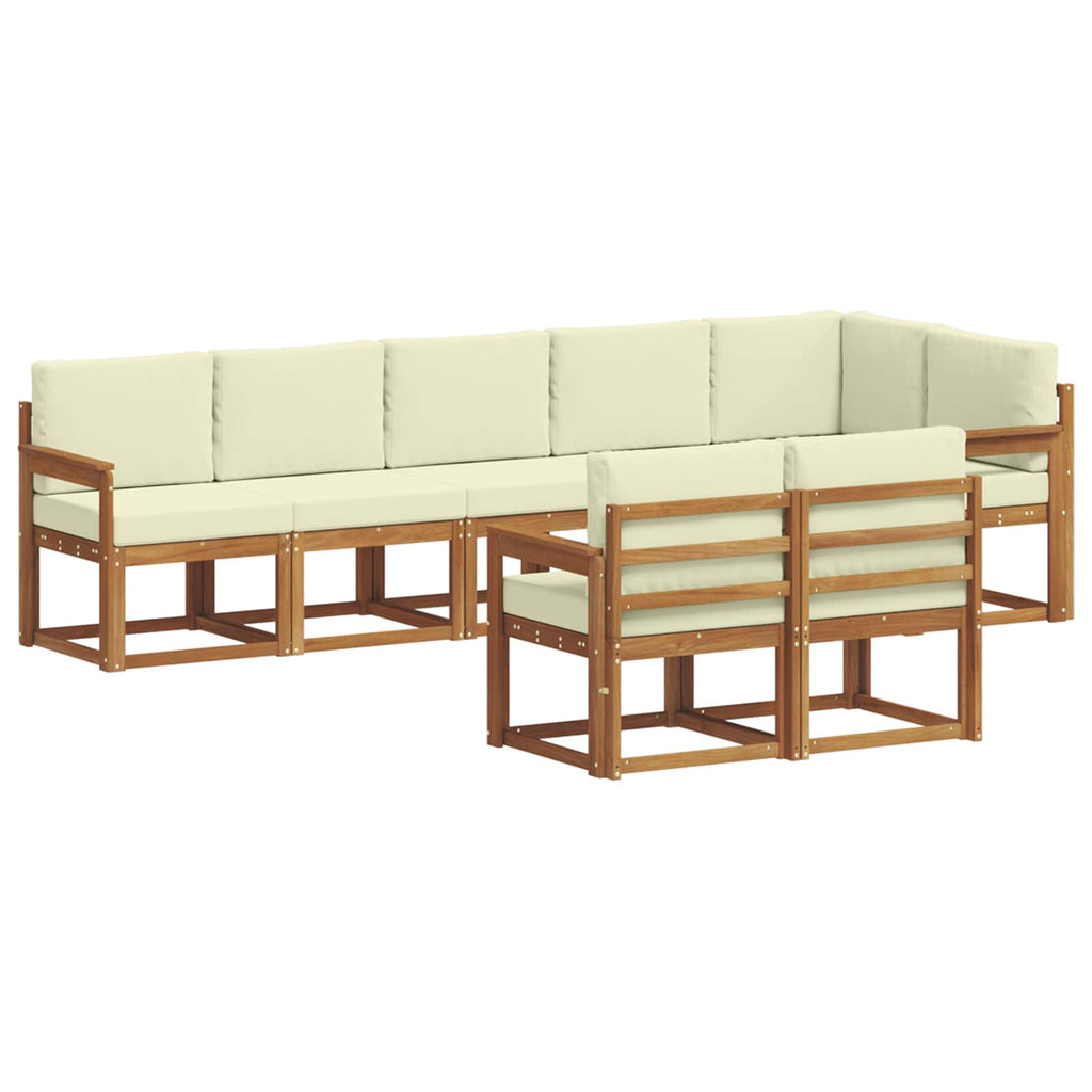Outdoor-Sofagarnitur mit Kissen 8 pcs Natur und Creme