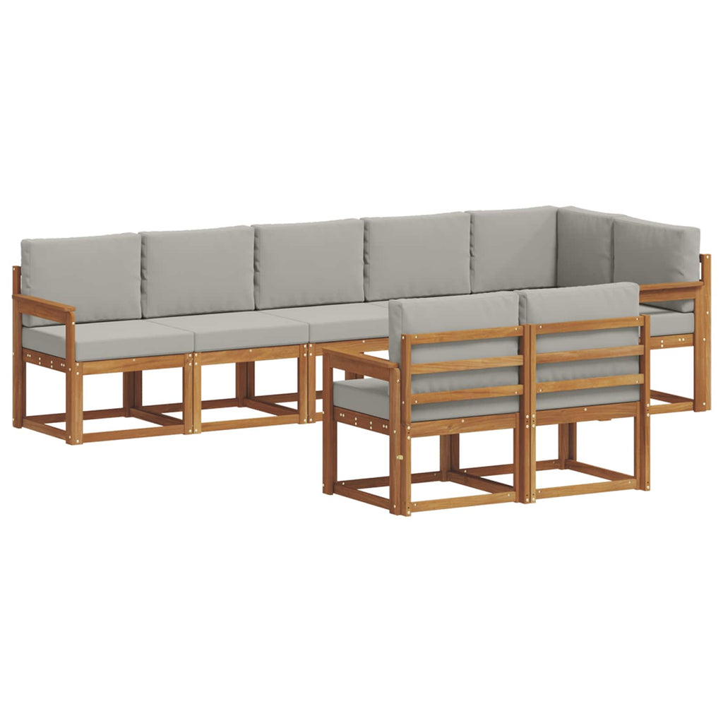 Outdoor-Sofagarnitur mit Kissen 8 pcs Natürlich und Hellgrau