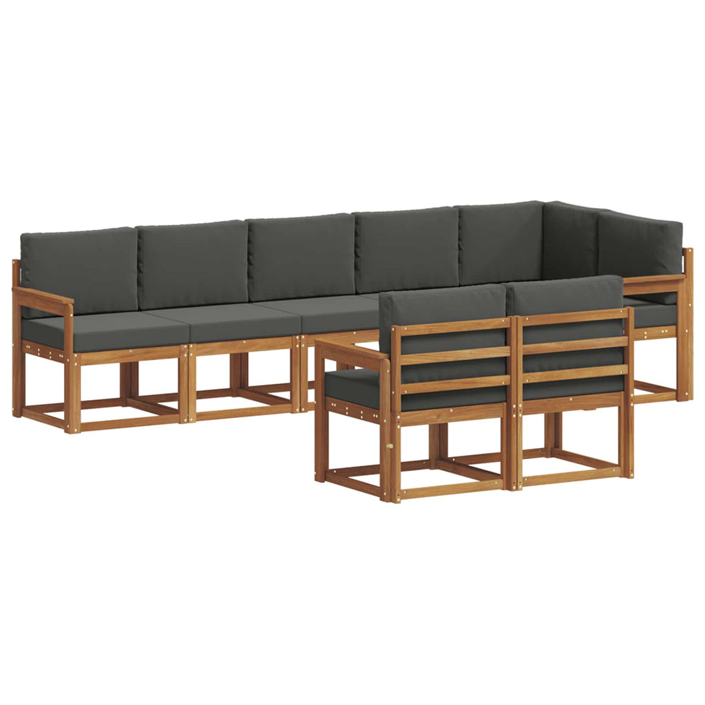 Outdoor-Sofagarnitur mit Kissen 8 pcs Natur und Anthrazit