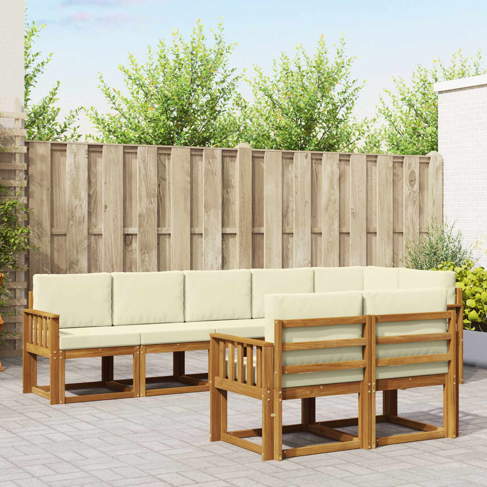 Outdoor-Sofagarnitur mit Kissen 8 pcs Natur und Creme