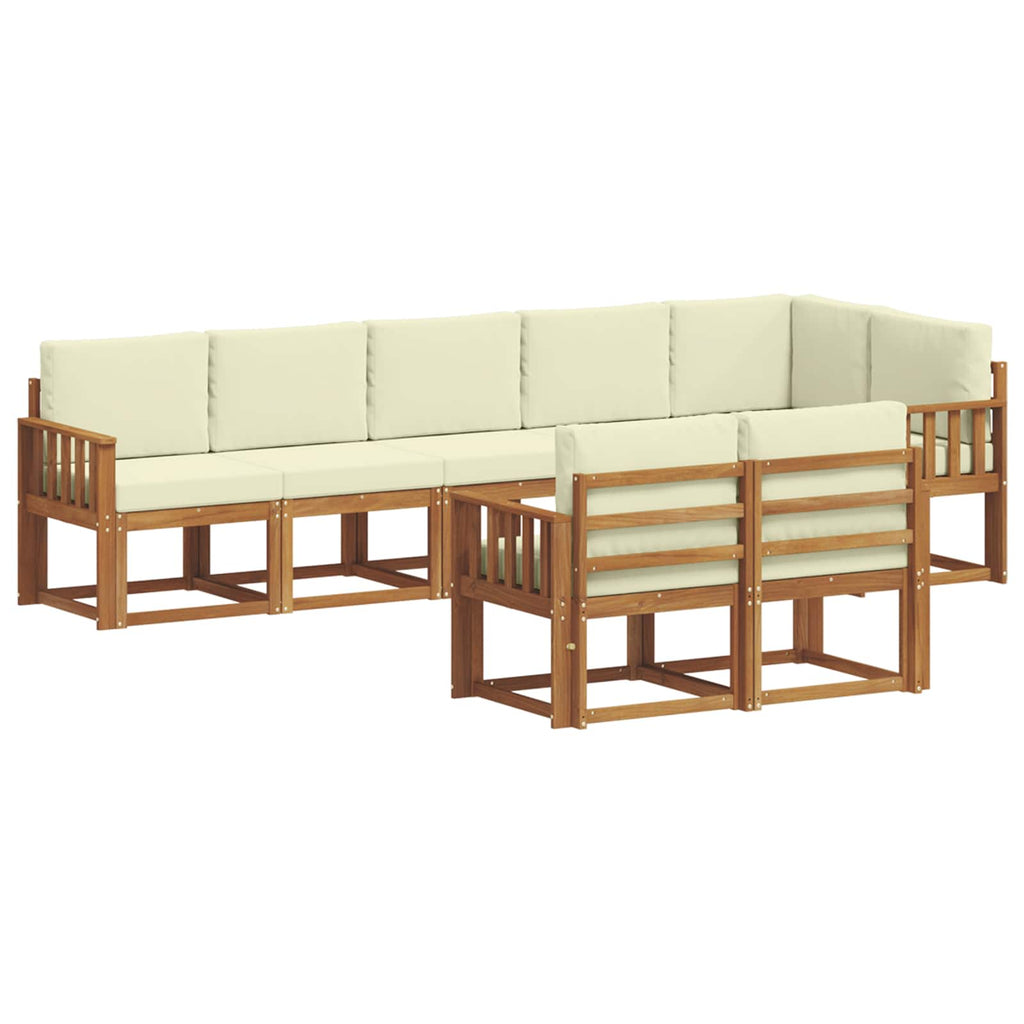 Outdoor-Sofagarnitur mit Kissen 8 pcs Natur und Creme