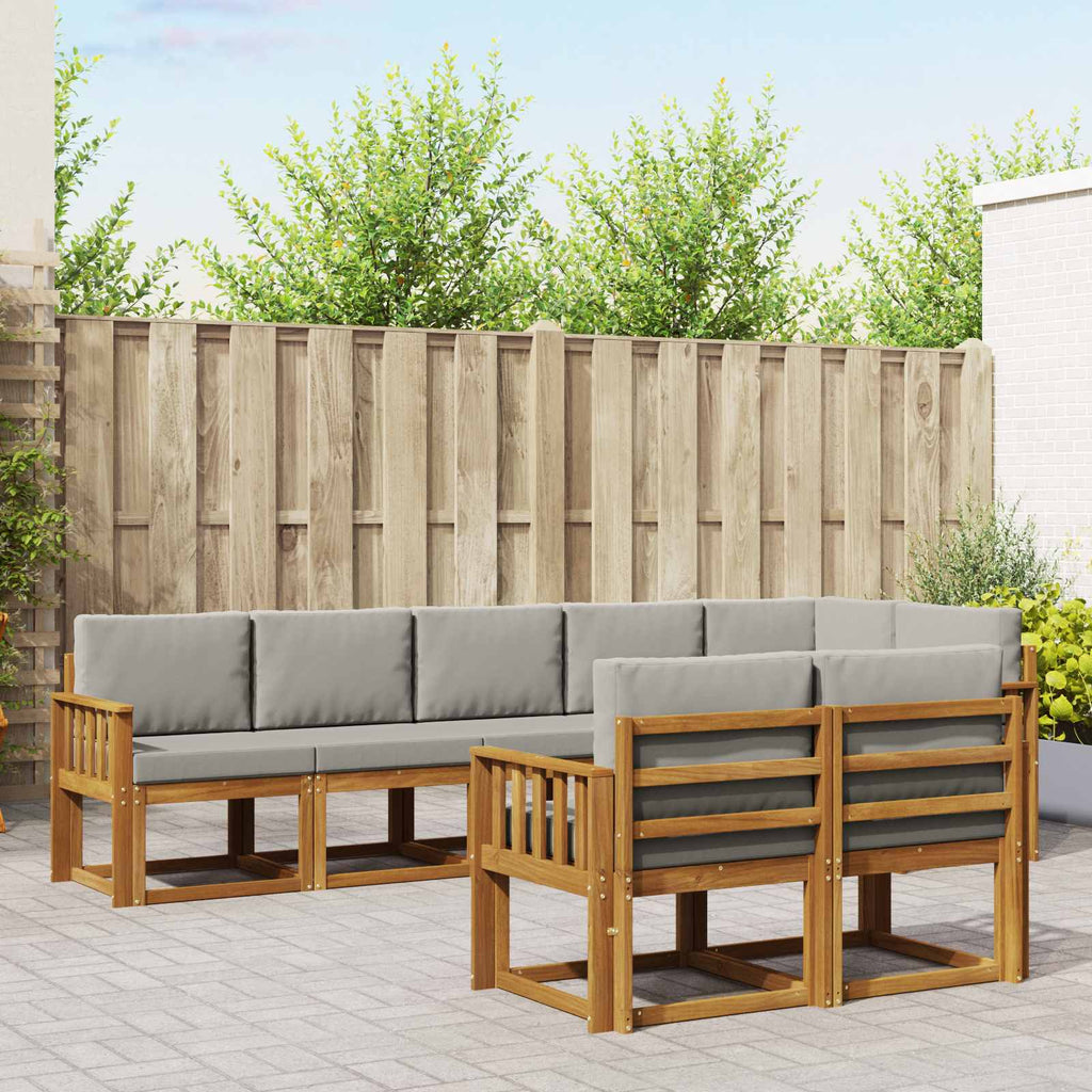 Outdoor-Sofagarnitur mit Kissen 8 pcs Natürlich und Hellgrau