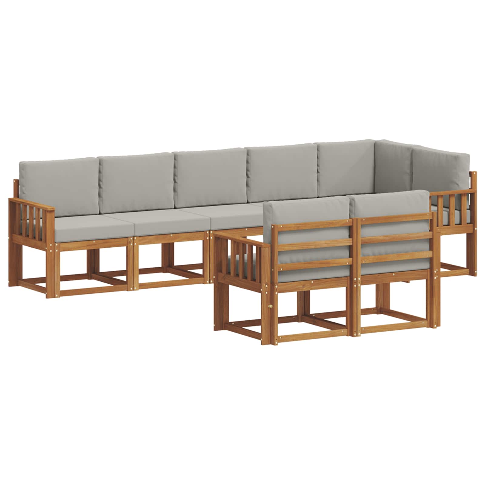 Outdoor-Sofagarnitur mit Kissen 8 pcs Natürlich und Hellgrau