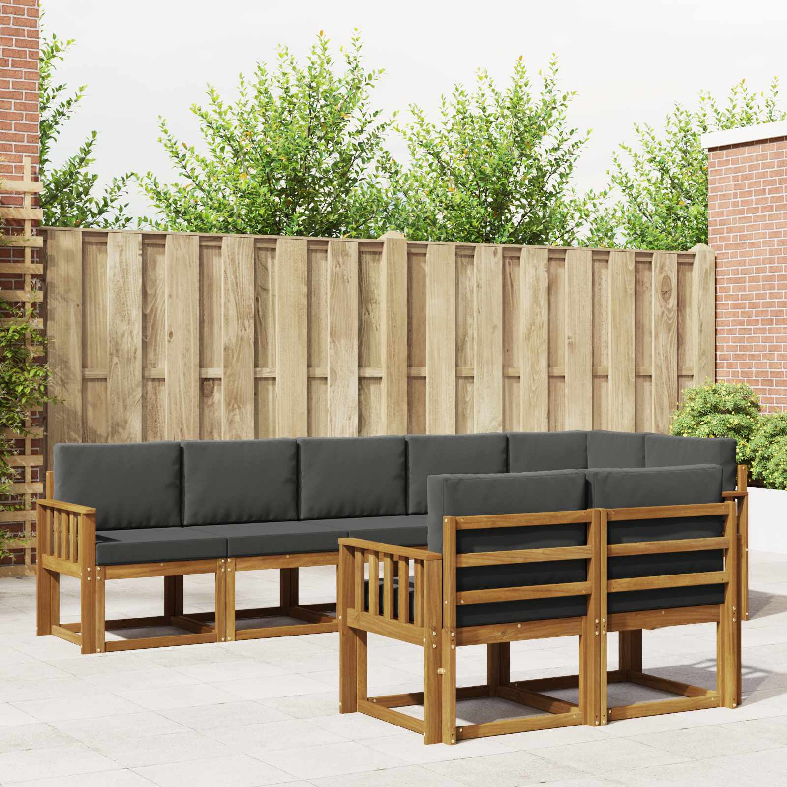 Outdoor-Sofagarnitur mit Kissen 8 pcs Natur und Anthrazit